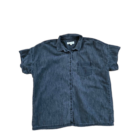Madewell Shirt Women's Lunar Wash Denim Rolled Sleeve Button Up S Black A001495 - Picture 2 of 7